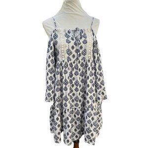 Glamorous Tile Print Cold Shoulder Mini Dress Size Small Lace Insert